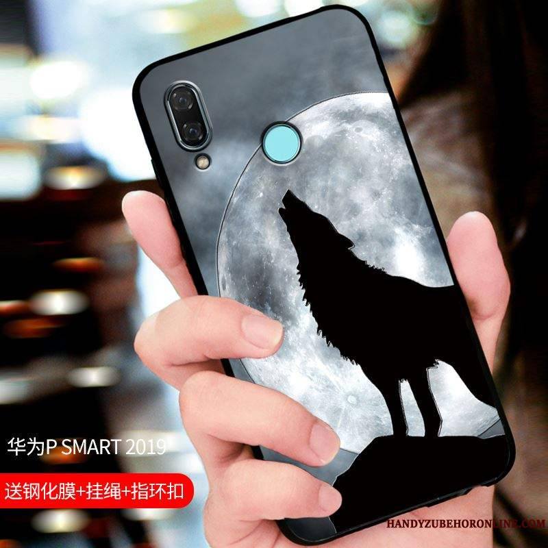 Huawei P Smart 2019 Tout Compris Coque De Téléphone Noir Étui Protection Personnalisé Délavé En Daim