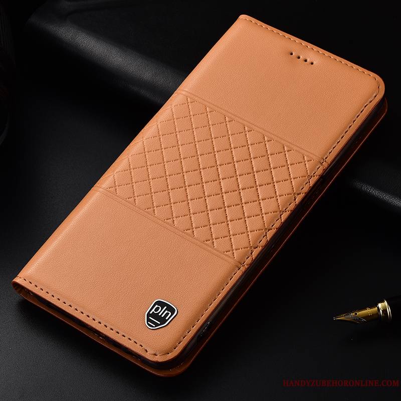 Huawei P Smart 2019 Étui En Cuir Coque De Téléphone Plaid Téléphone Portable Cuir Véritable Tout Compris Rouge