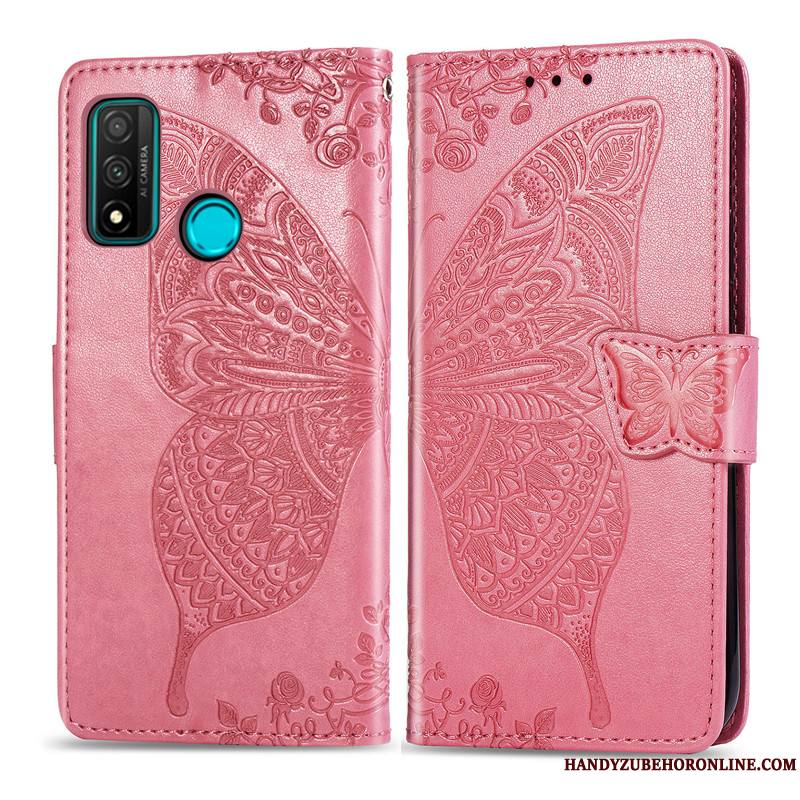 Huawei P Smart 2020 Coque De Téléphone Similicuir Papillon Étui En Cuir Housse Violet Charmant