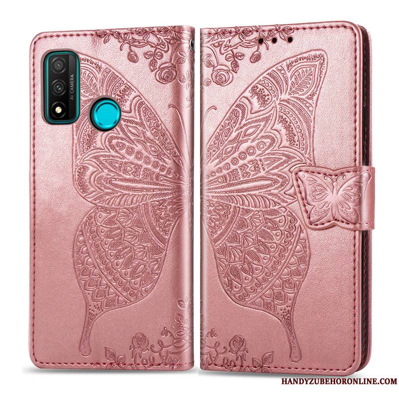 Huawei P Smart 2020 Coque De Téléphone Similicuir Papillon Étui En Cuir Housse Violet Charmant
