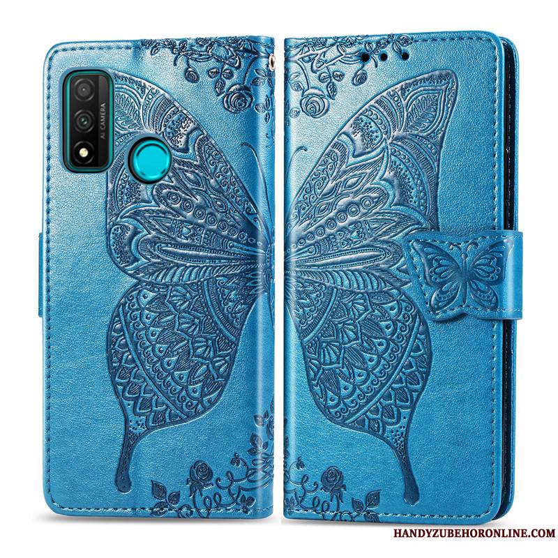 Huawei P Smart 2020 Coque De Téléphone Similicuir Papillon Étui En Cuir Housse Violet Charmant