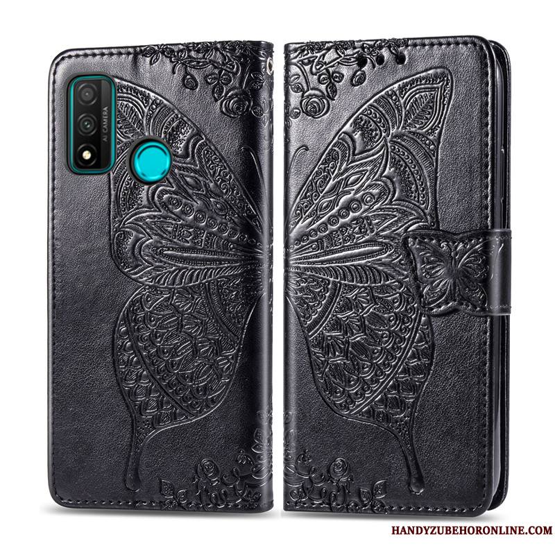 Huawei P Smart 2020 Coque De Téléphone Similicuir Papillon Étui En Cuir Housse Violet Charmant