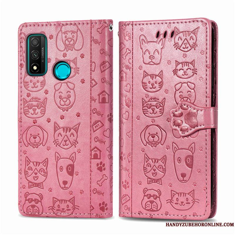 Huawei P Smart 2020 Coque De Téléphone Étui En Cuir Chat Protection En Relief Similicuir Housse