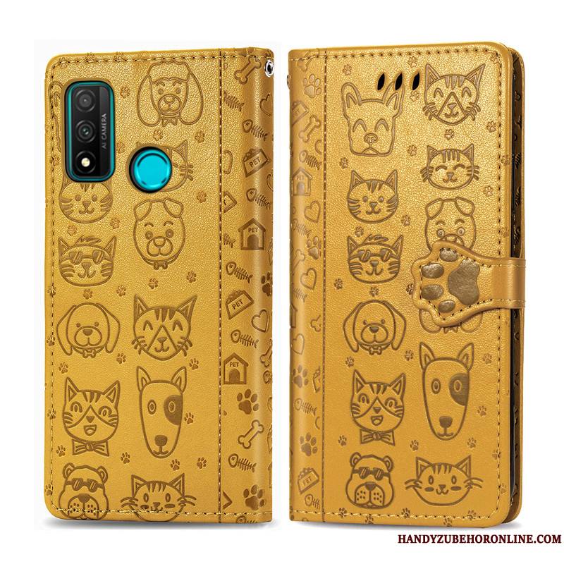 Huawei P Smart 2020 Coque De Téléphone Étui En Cuir Chat Protection En Relief Similicuir Housse