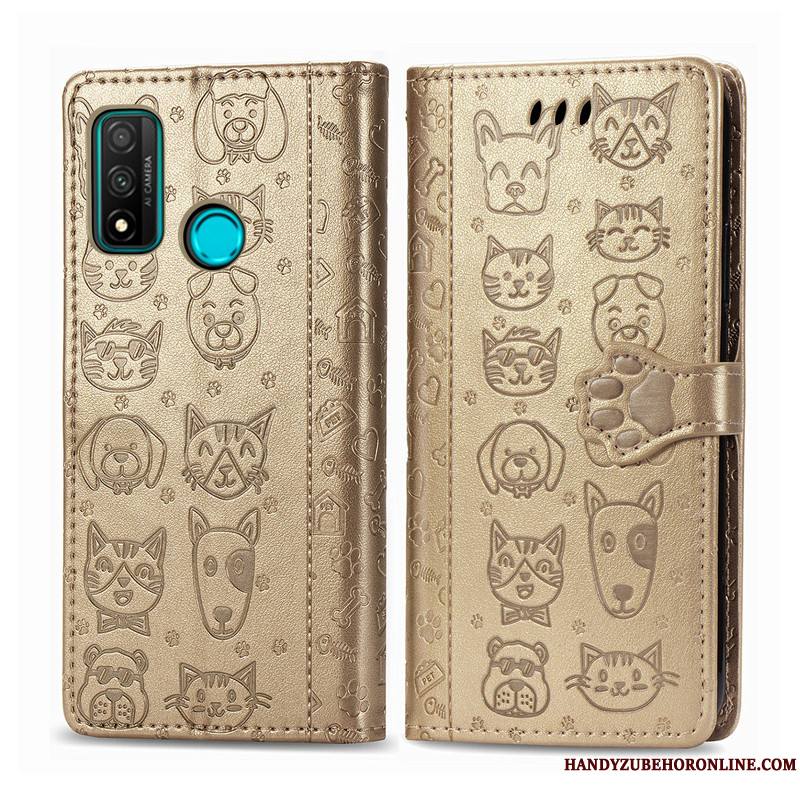 Huawei P Smart 2020 Coque De Téléphone Étui En Cuir Chat Protection En Relief Similicuir Housse