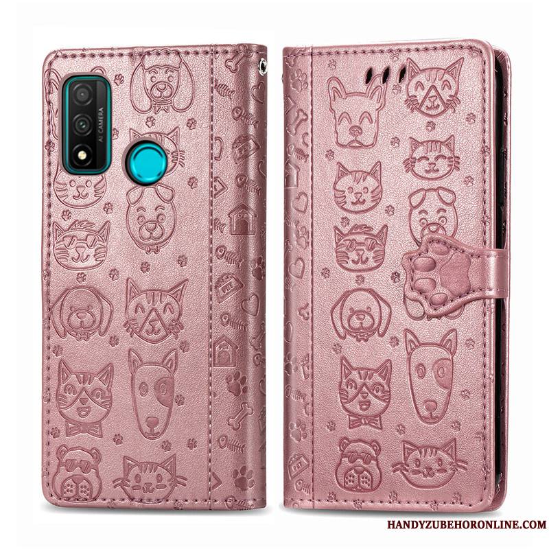 Huawei P Smart 2020 Coque De Téléphone Étui En Cuir Chat Protection En Relief Similicuir Housse