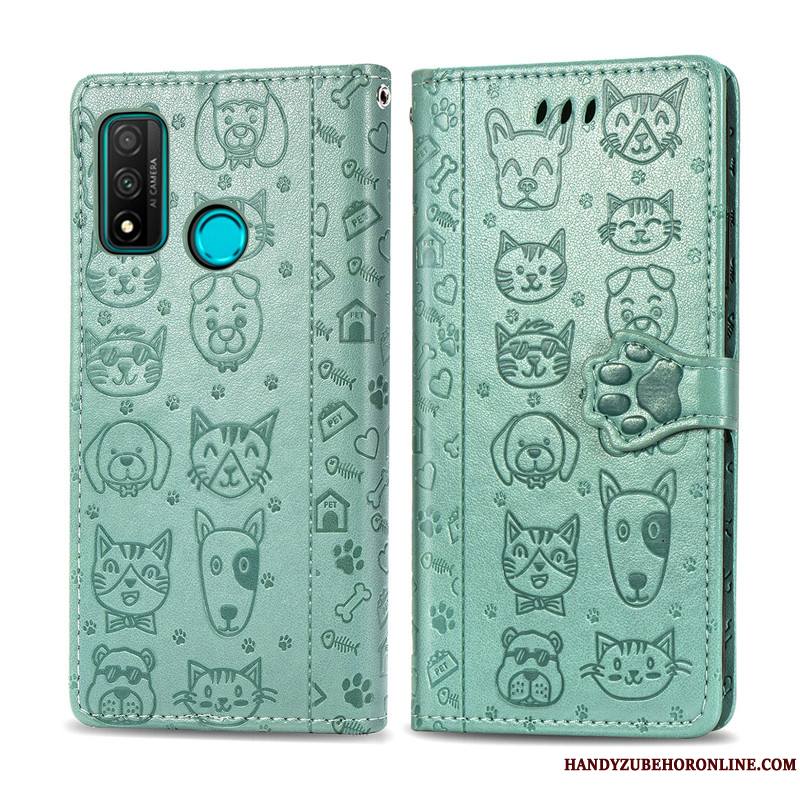 Huawei P Smart 2020 Coque De Téléphone Étui En Cuir Chat Protection En Relief Similicuir Housse