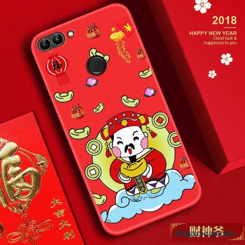 Huawei P Smart Coque Chat Nouveau Silicone Tendance Rouge Gaufrage Incassable