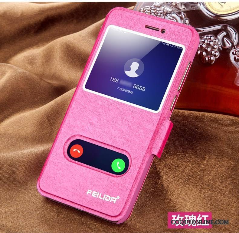 Huawei P Smart Coque De Téléphone Rouge Étui En Cuir Protection Housse