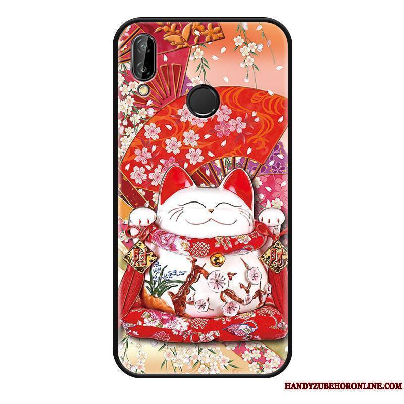 Huawei P Smart+ Coque Ornements Suspendus Charmant Protection Incassable Tout Compris Gaufrage Chat