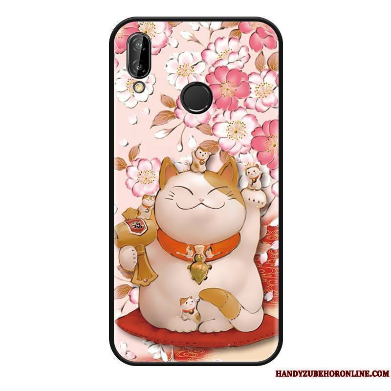 Huawei P Smart+ Coque Ornements Suspendus Charmant Protection Incassable Tout Compris Gaufrage Chat