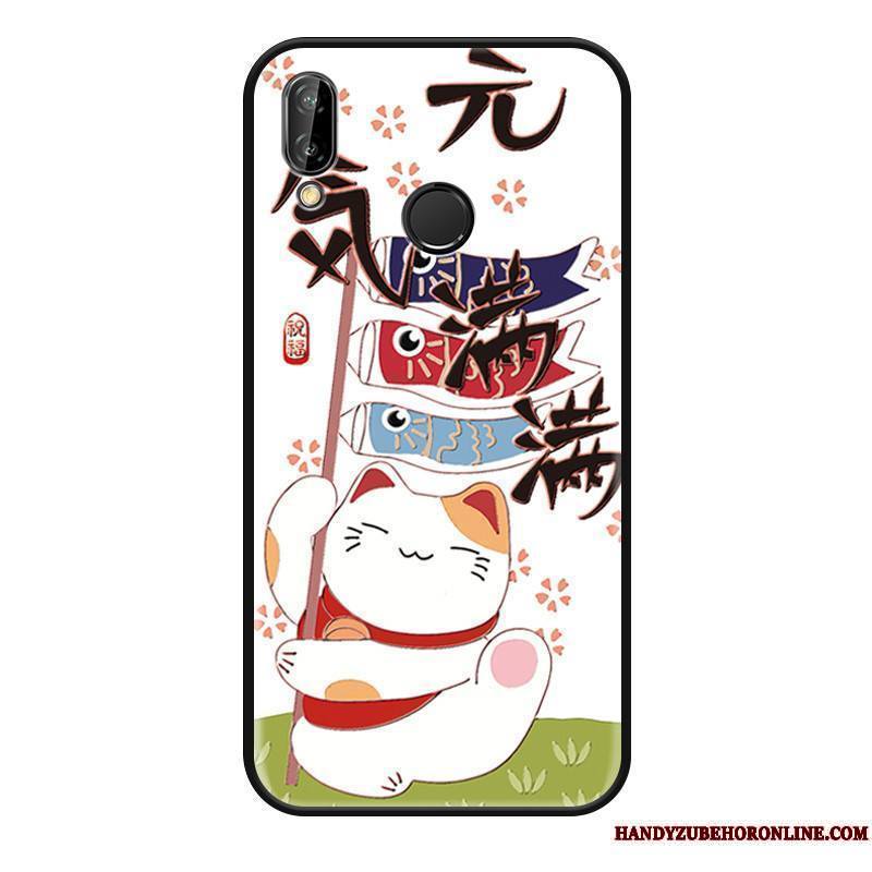 Huawei P Smart+ Coque Ornements Suspendus Charmant Protection Incassable Tout Compris Gaufrage Chat