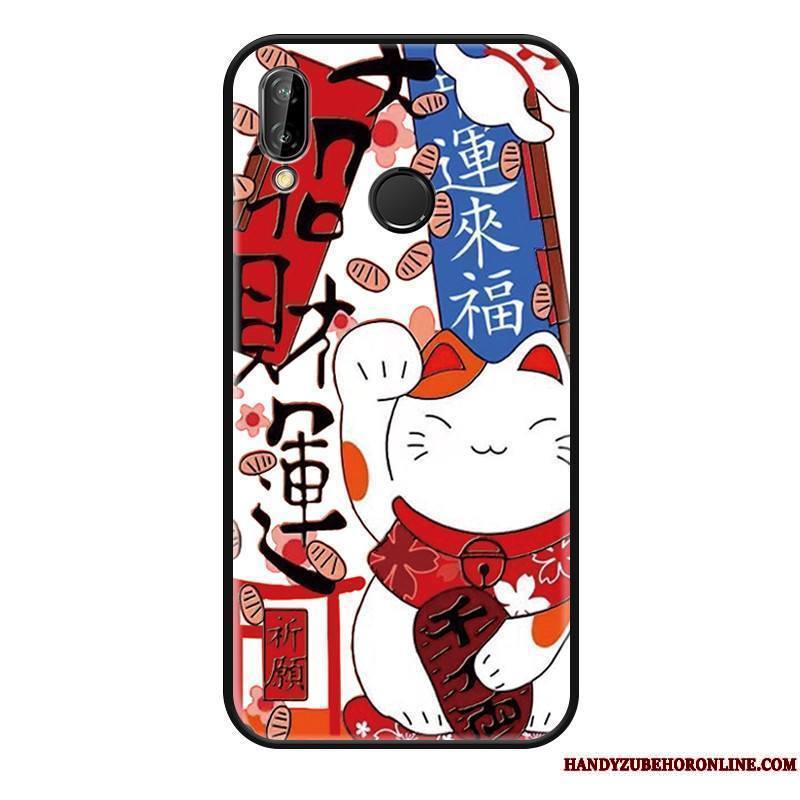 Huawei P Smart+ Coque Ornements Suspendus Charmant Protection Incassable Tout Compris Gaufrage Chat