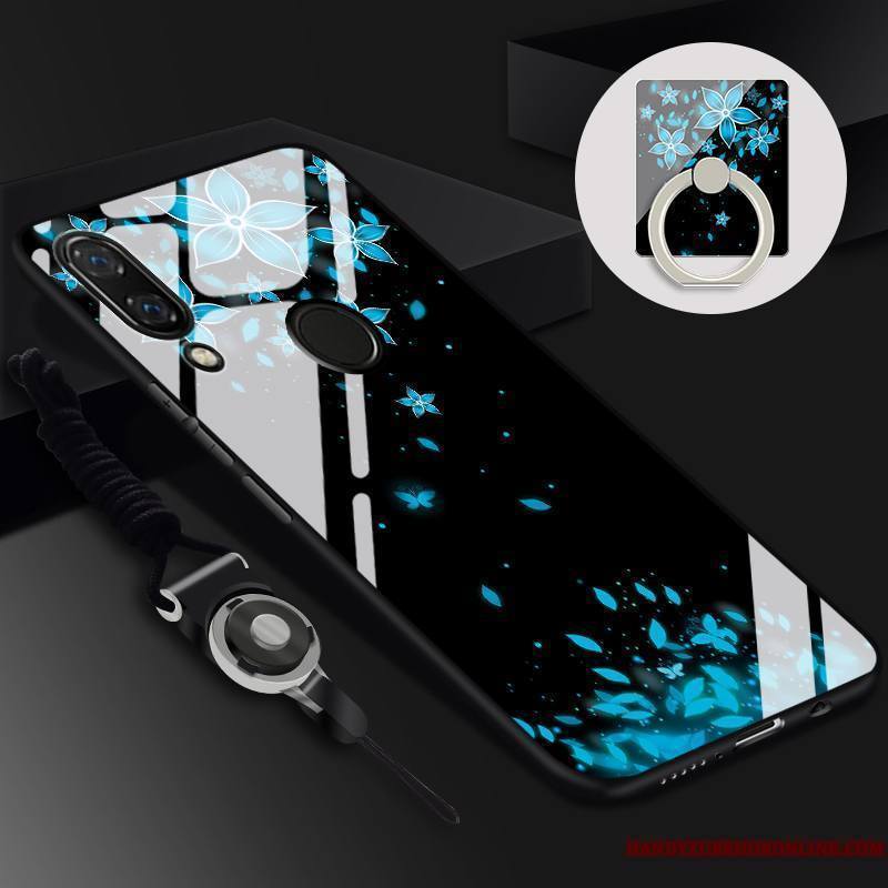 Huawei P Smart+ Coque Protection Bleu Dessin Animé Membrane Tempérer Silicone Verre