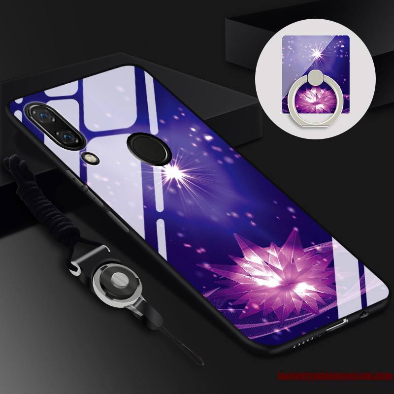 Huawei P Smart+ Coque Protection Bleu Dessin Animé Membrane Tempérer Silicone Verre