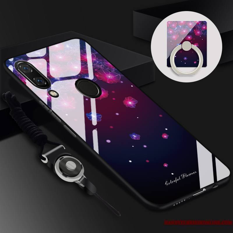 Huawei P Smart+ Coque Protection Bleu Dessin Animé Membrane Tempérer Silicone Verre