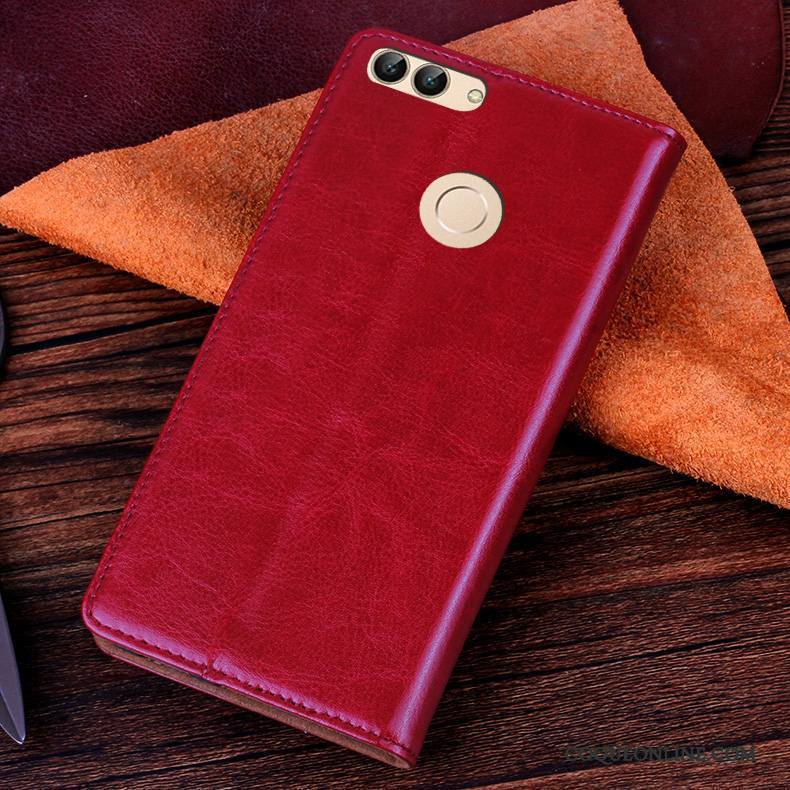 Huawei P Smart Coque Protection Étui Housse Rouge Étui En Cuir De Téléphone