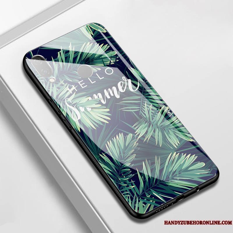 Huawei P Smart+ Coque Tendance Étui Noir Protection Verre Miroir Créatif