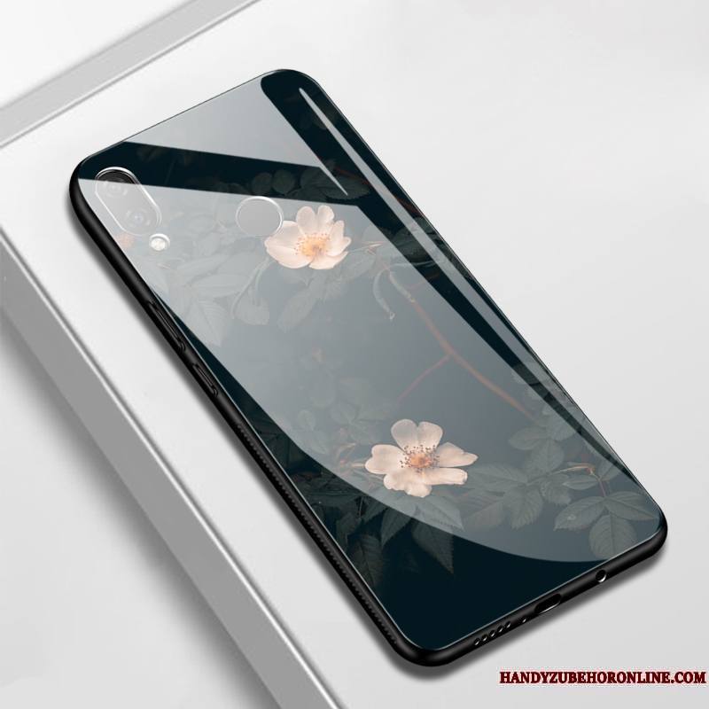 Huawei P Smart+ Coque Tendance Étui Noir Protection Verre Miroir Créatif