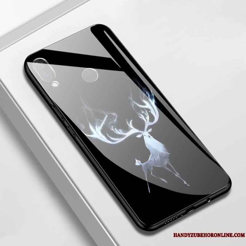 Huawei P Smart+ Coque Tendance Étui Noir Protection Verre Miroir Créatif