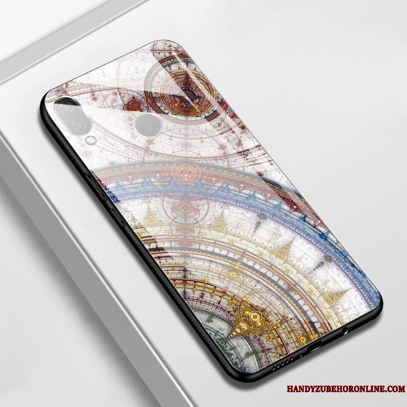 Huawei P Smart+ Coque Tendance Étui Noir Protection Verre Miroir Créatif