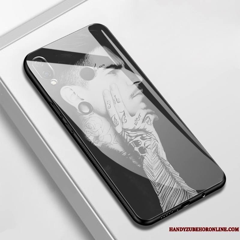 Huawei P Smart+ Coque Tendance Étui Noir Protection Verre Miroir Créatif