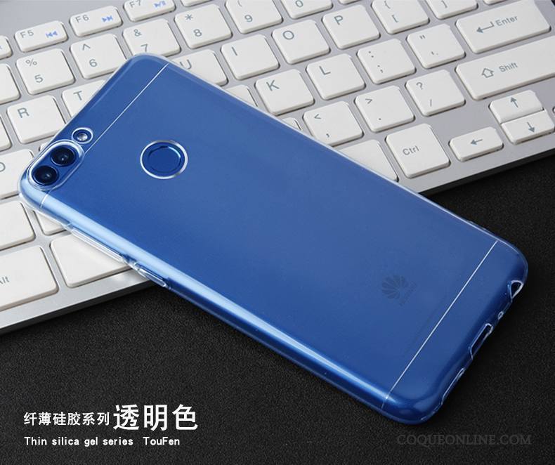Huawei P Smart Coque Tout Compris Incassable Silicone Fluide Doux Étui Bleu Transparent