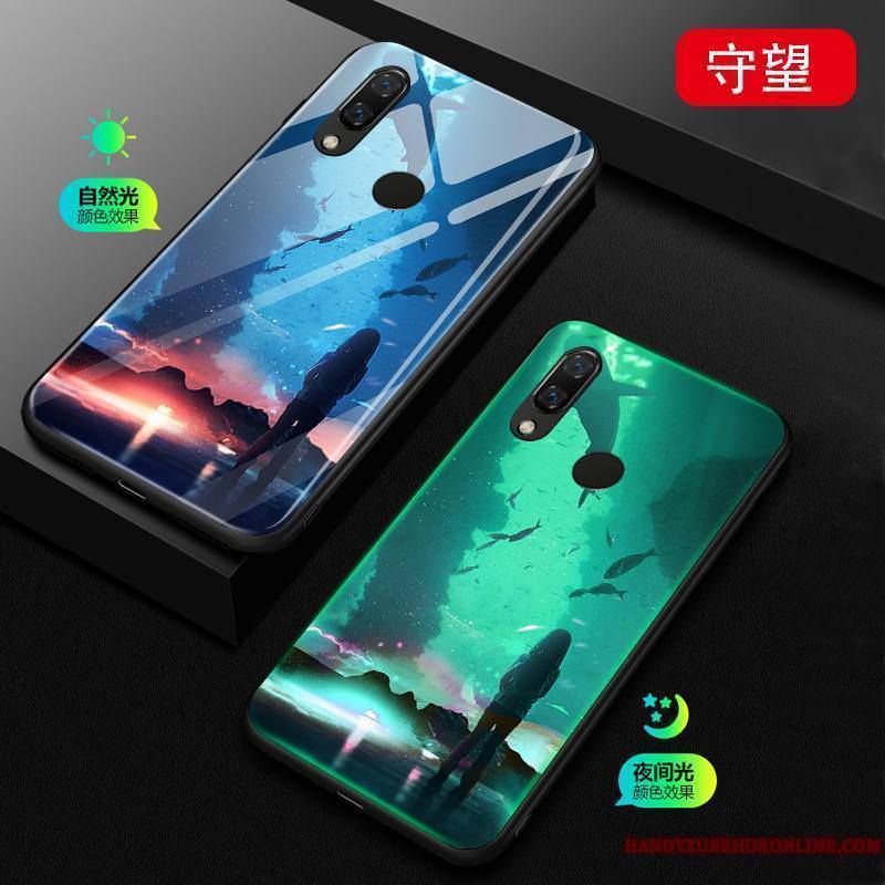 Huawei P Smart+ Coque Étui Noir Verre Téléphone Portable Lumineuses Incassable Protection