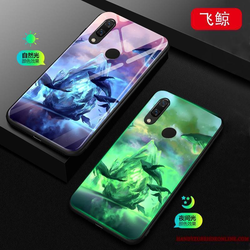 Huawei P Smart+ Coque Étui Noir Verre Téléphone Portable Lumineuses Incassable Protection