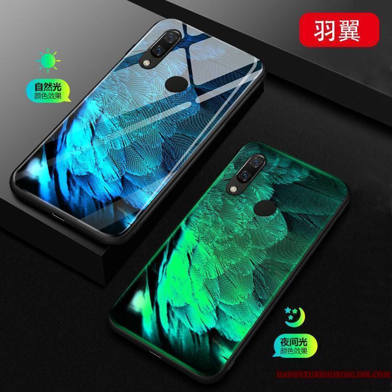Huawei P Smart+ Coque Étui Noir Verre Téléphone Portable Lumineuses Incassable Protection