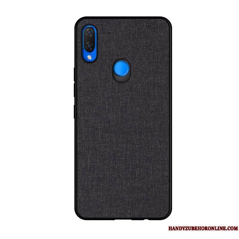 Huawei P Smart+ Fluide Doux Étui Toile Vert Cuir Protection Coque De Téléphone