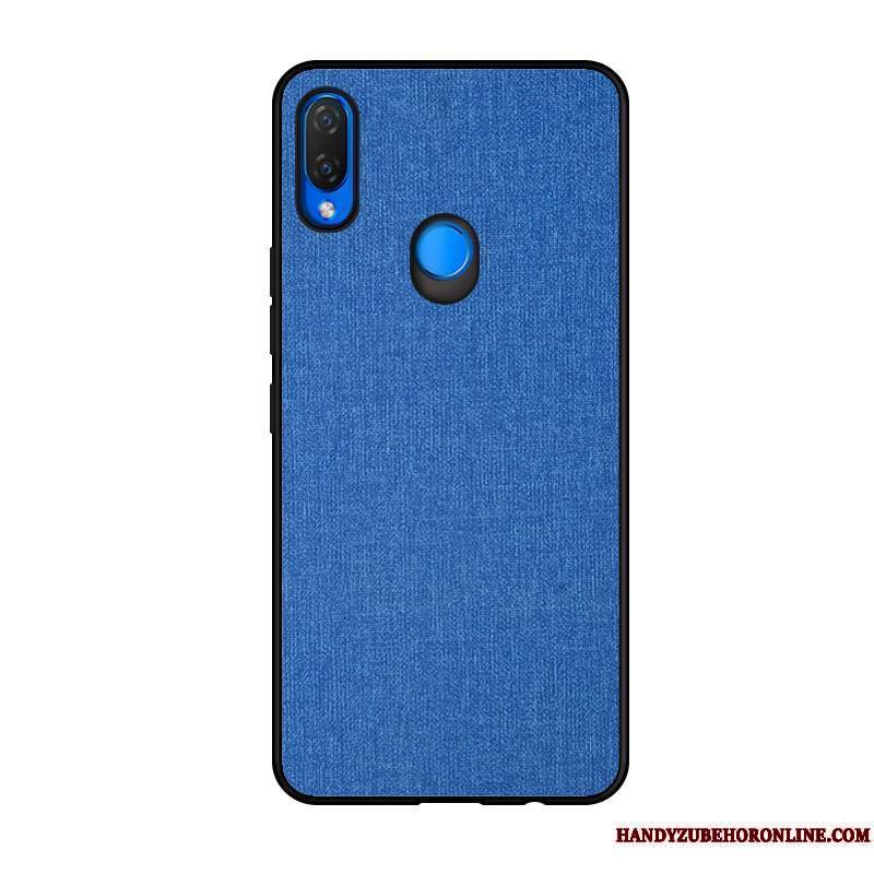 Huawei P Smart+ Fluide Doux Étui Toile Vert Cuir Protection Coque De Téléphone