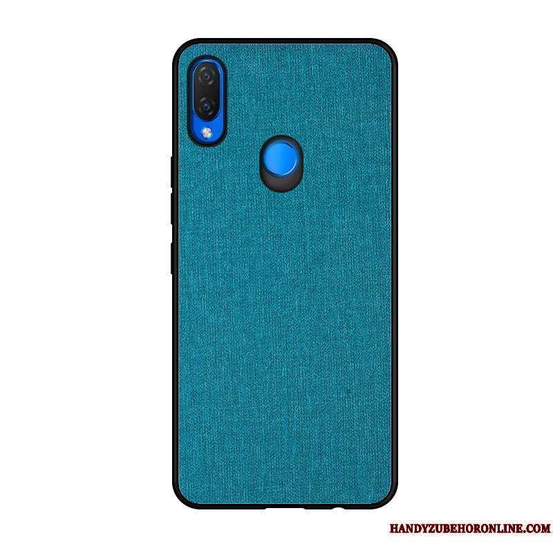 Huawei P Smart+ Fluide Doux Étui Toile Vert Cuir Protection Coque De Téléphone