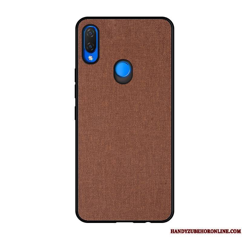 Huawei P Smart+ Fluide Doux Étui Toile Vert Cuir Protection Coque De Téléphone