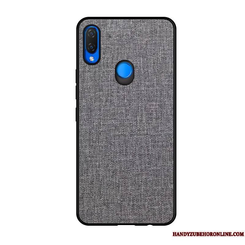 Huawei P Smart+ Fluide Doux Étui Toile Vert Cuir Protection Coque De Téléphone