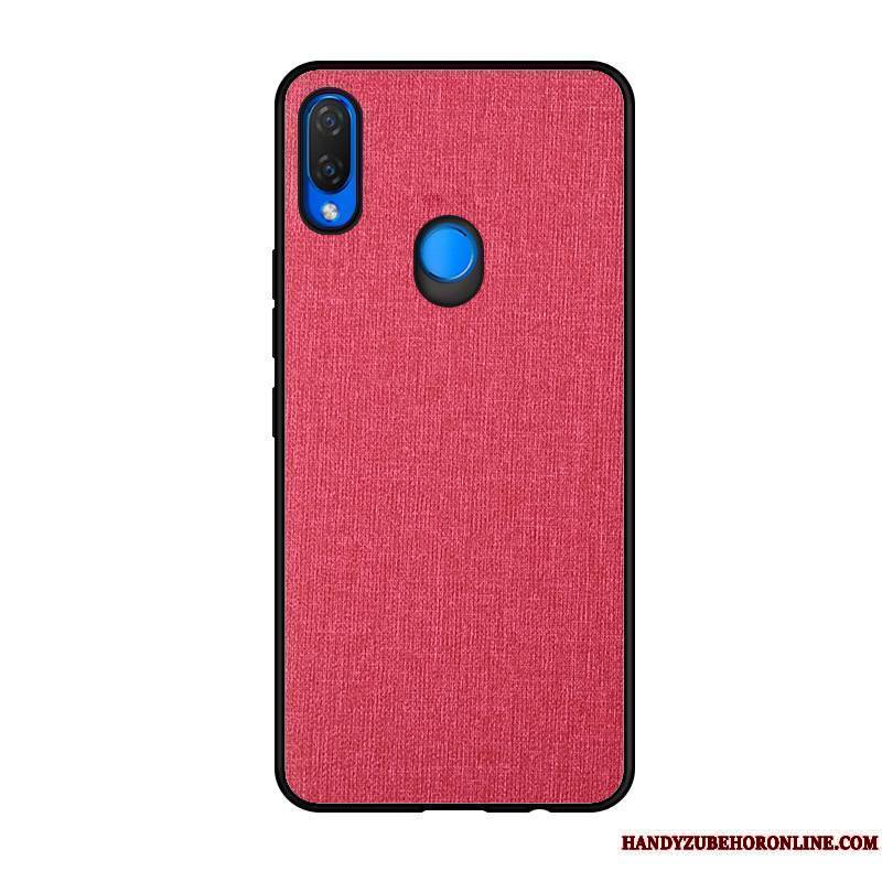 Huawei P Smart+ Fluide Doux Étui Toile Vert Cuir Protection Coque De Téléphone