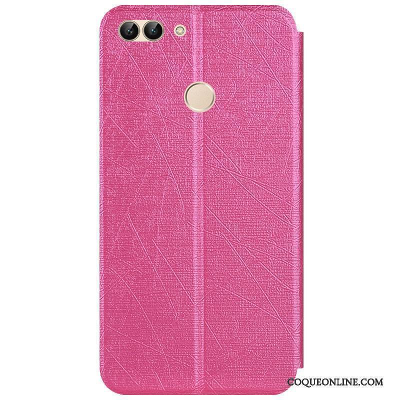 Huawei P Smart Housse Coque Protection Rouge Étui Étui En Cuir Téléphone Portable