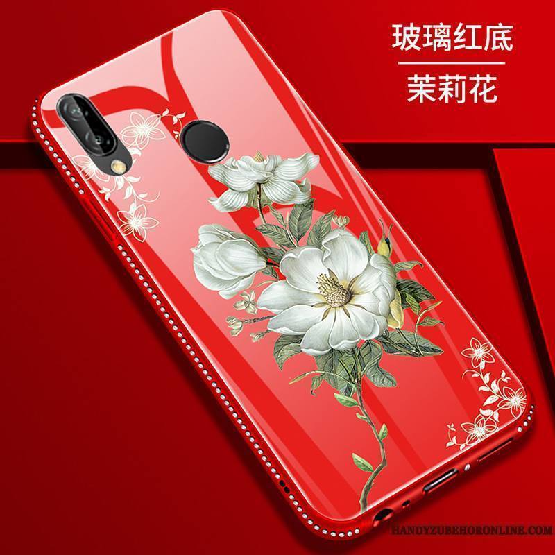 Huawei P Smart+ Jeunesse Noir Incassable Fleur Protection Coque De Téléphone Tout Compris