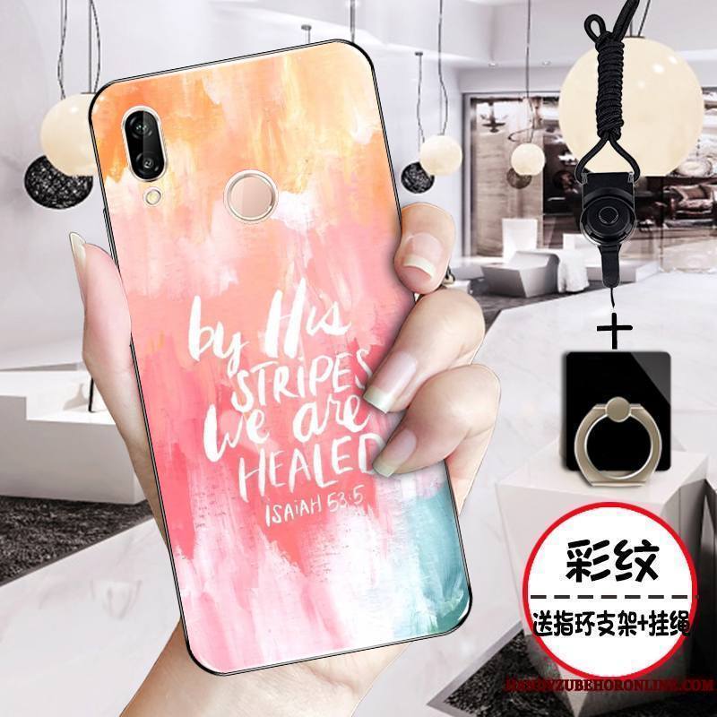 Huawei P Smart+ Net Rouge Charmant Coque De Téléphone Téléphone Portable Rose Fluide Doux Étui