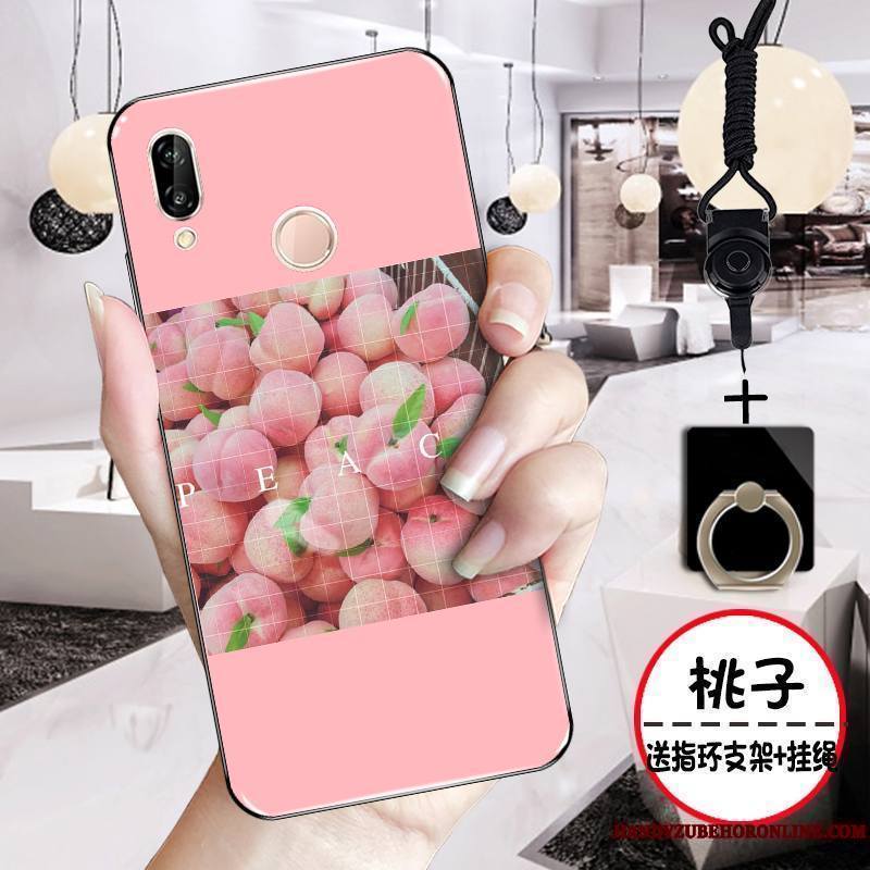 Huawei P Smart+ Net Rouge Charmant Coque De Téléphone Téléphone Portable Rose Fluide Doux Étui