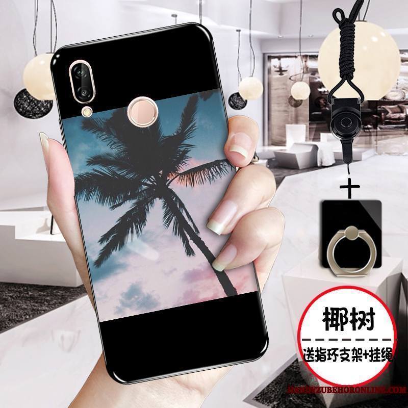 Huawei P Smart+ Net Rouge Charmant Coque De Téléphone Téléphone Portable Rose Fluide Doux Étui