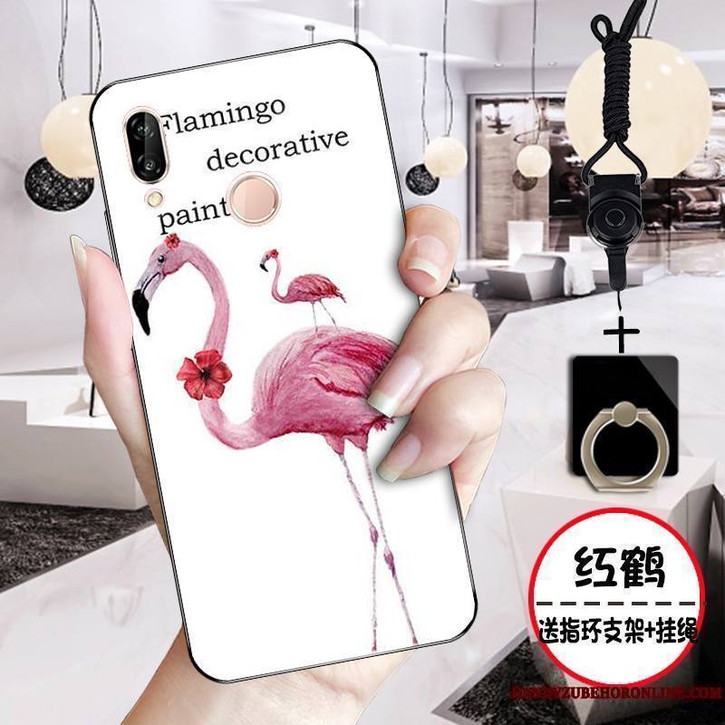 Huawei P Smart+ Net Rouge Charmant Coque De Téléphone Téléphone Portable Rose Fluide Doux Étui