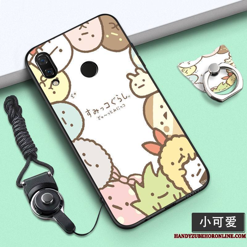 Huawei P Smart+ Personnalité Étui Dessin Animé Fluide Doux Coque De Téléphone Violet Ornements Suspendus