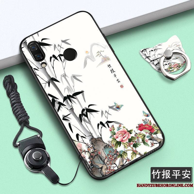 Huawei P Smart+ Personnalité Étui Dessin Animé Fluide Doux Coque De Téléphone Violet Ornements Suspendus