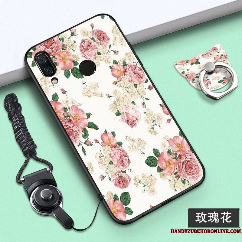 Huawei P Smart+ Personnalité Étui Dessin Animé Fluide Doux Coque De Téléphone Violet Ornements Suspendus