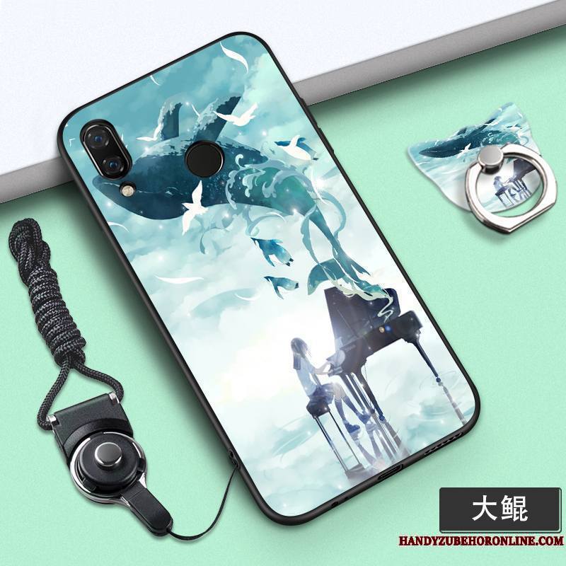 Huawei P Smart+ Personnalité Étui Dessin Animé Fluide Doux Coque De Téléphone Violet Ornements Suspendus