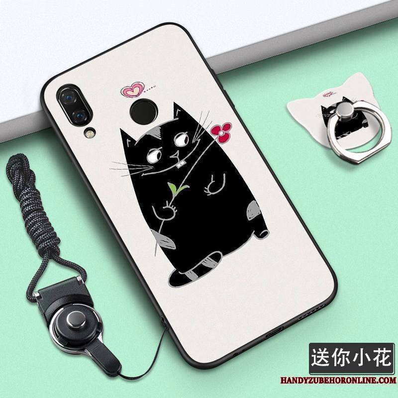 Huawei P Smart+ Personnalité Étui Dessin Animé Fluide Doux Coque De Téléphone Violet Ornements Suspendus