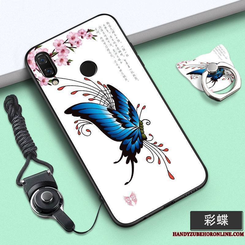 Huawei P Smart+ Personnalité Étui Dessin Animé Fluide Doux Coque De Téléphone Violet Ornements Suspendus