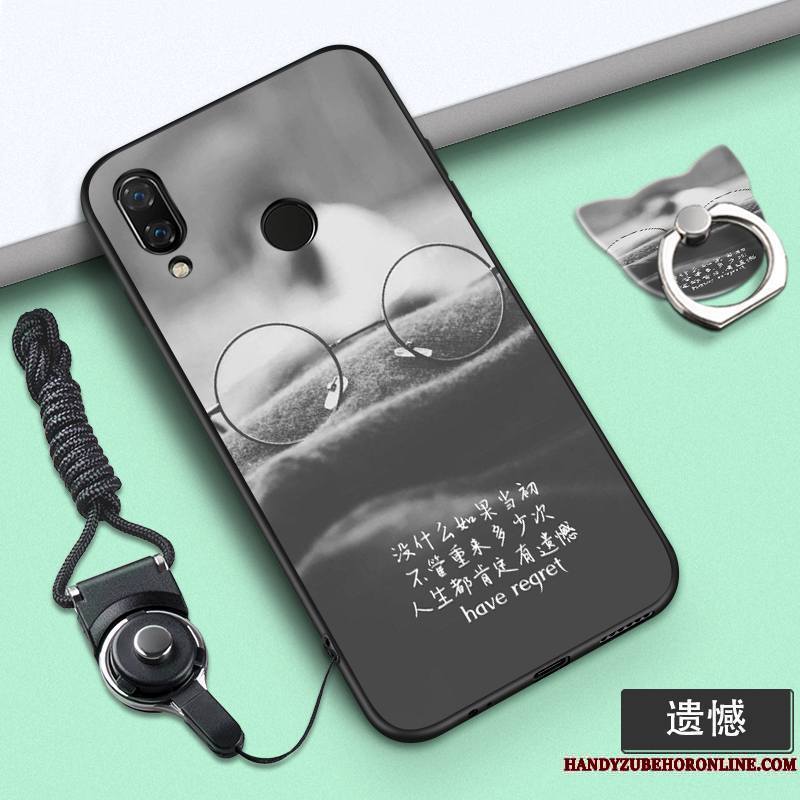 Huawei P Smart+ Personnalité Étui Dessin Animé Fluide Doux Coque De Téléphone Violet Ornements Suspendus