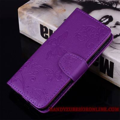 Huawei P Smart+ Protection Coque De Téléphone Carte Violet Étui En Cuir Fleurs De Papillons